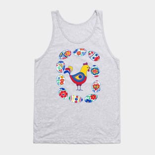 Easter eggs around rooster Tank Top